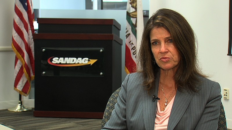 Colleen Windsor, SANDAG's director of communications, during an interview with KPBS, March 25, 2016. Kris Arciaga, KPBS