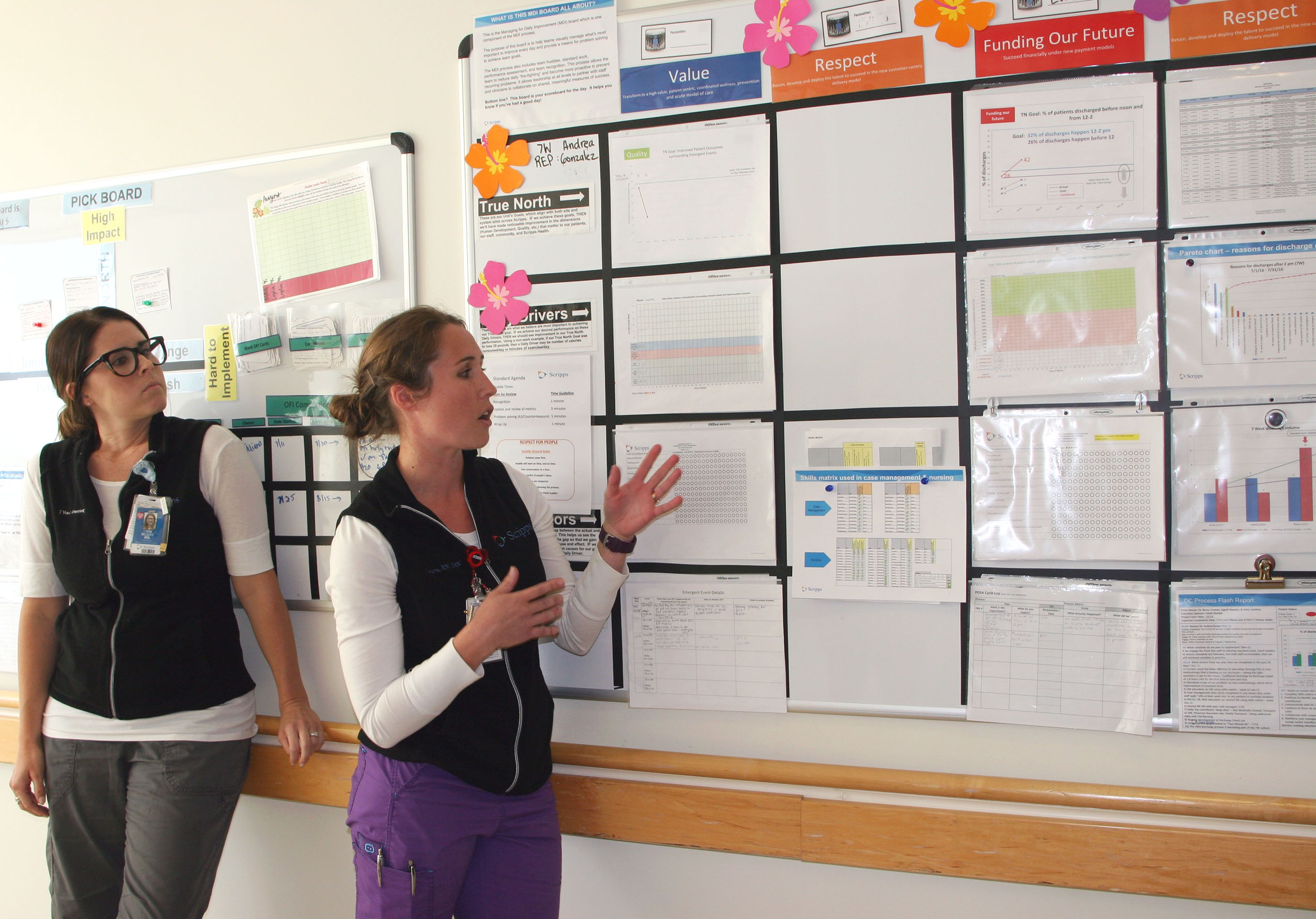 Lydia Rogers, supervisor of patient care and Laura Peck, clinical coach , talk about how Scripps Memorial Hospital performed this week on key quality measures that helped it earn Medicare's five star rating. Aug. 3, 2016. Cheryl Clark, inewsource