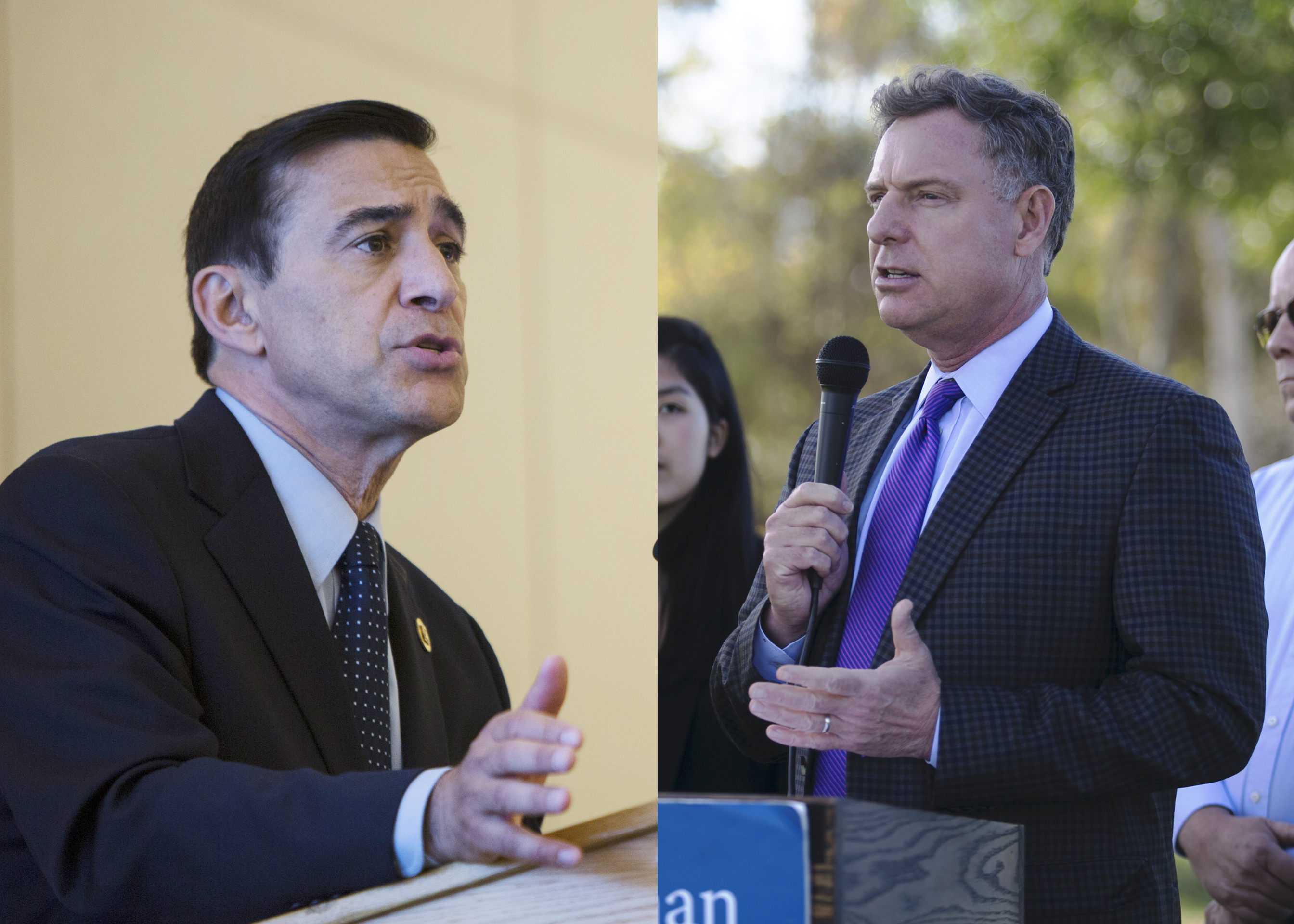 Reps. Darrell Issa (l) and Scott Peters (r). Issa: Courtesy photo. Peters: Megan Wood, inewsource.