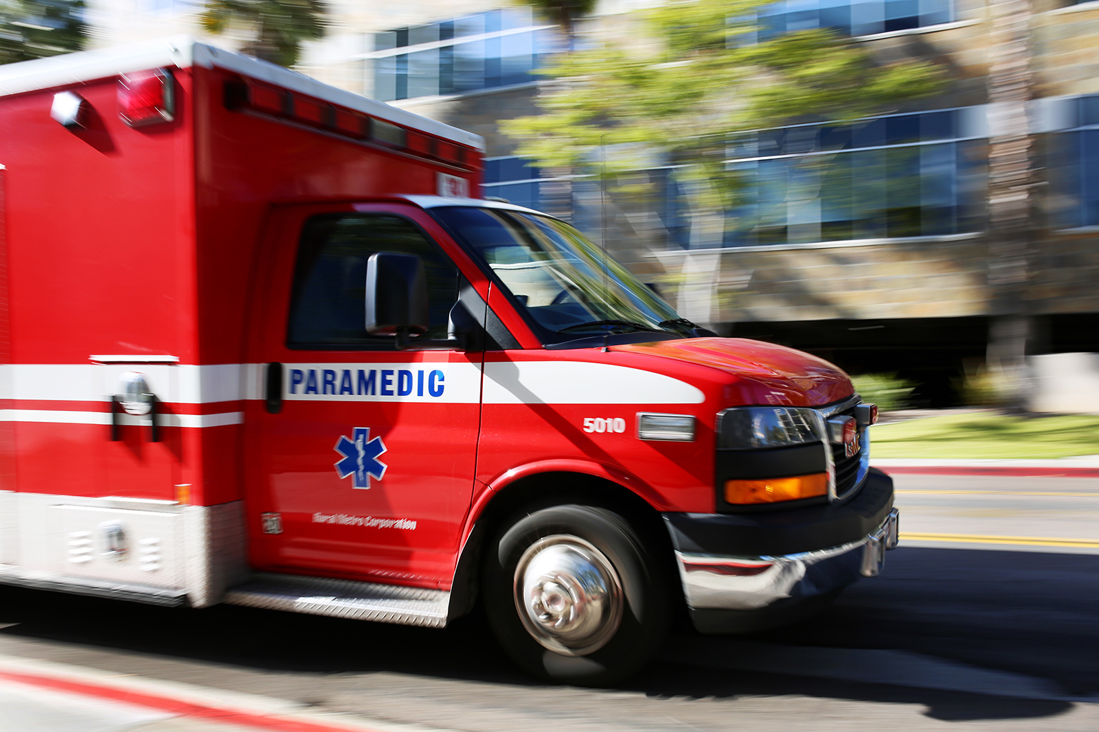 An ambulance on a San Diego street on March 27, 2016. Many of the people who fracture hips are taken by ambulance to emergency rooms or trauma centers. Megan Wood, inewsource.